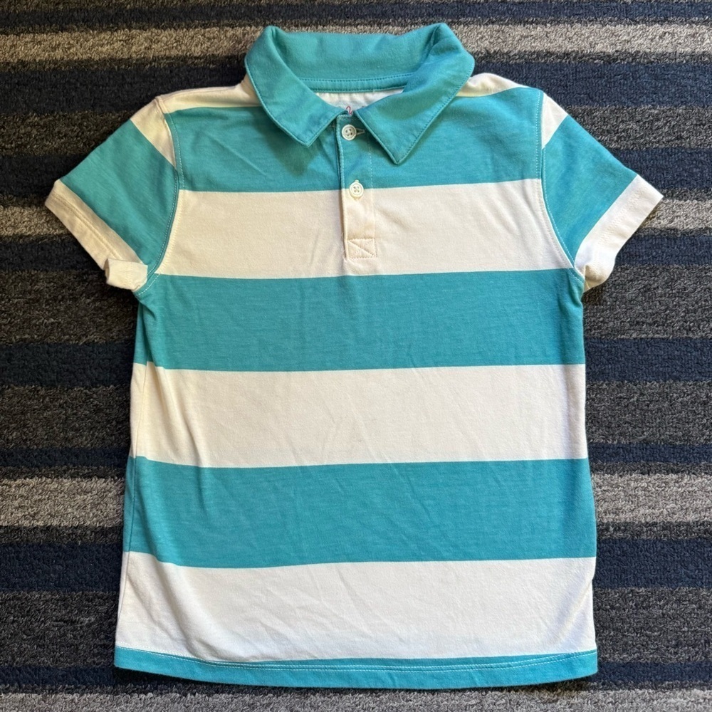 Cat & Jack Striped Blue and White Kids Polo‎ Shirt Size 5